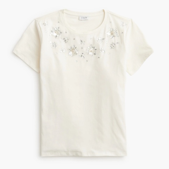 NWT! J.Crew Flower jewel-embellished tee. X-Large $69 - Picture 1 of 9